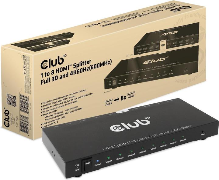 Club 3D Club3D HDMI Splitter 1 Eingang -> 8 Ausgänge 4K60Hz UHD retail