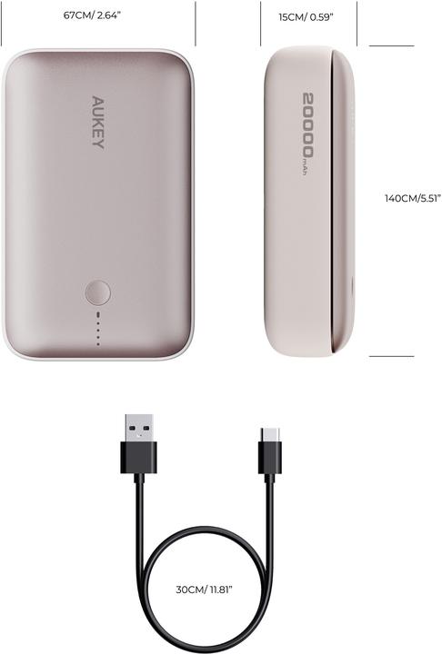 Actual product image Aukey SPARK MINI - Powerbank (20000 mAh, 22.50 W, 22.50 Wh)