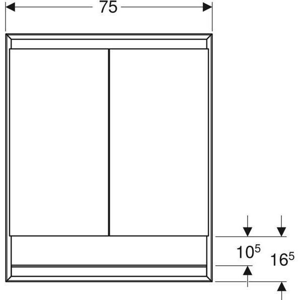 Thumbnail - Geberit, Spiegelschrank, ONE Spiegelschrank mit ComfortLight, 2 Türen, Unterputzmontage, mit Nische, 75x90x15cm, 505