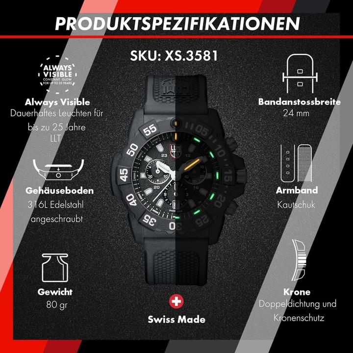 Produktbild Luminox Navy Seal 3581 (Analoguhr, Chronograph, Taucheruhr, Swiss Made, 45 mm)