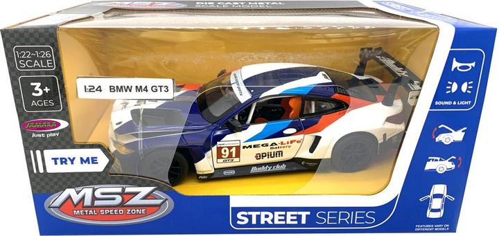 Actual product image BMW M4 GT3 Diecast 1:24 weiss inkl. Knopfzellen