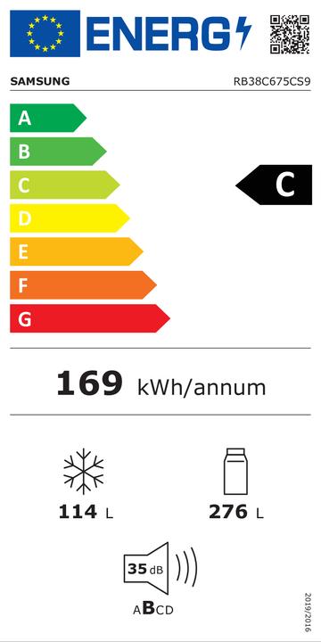 Label énergétique Samsung RB38C675CS9 (390 l)