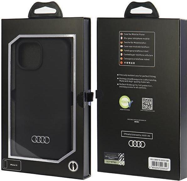 Image du produit Audi Étui silicone iPhone 15 6.1" czarny/black hardcase AU-LSRIP15-Q3/D1-BK (Apple iPhone 15)
