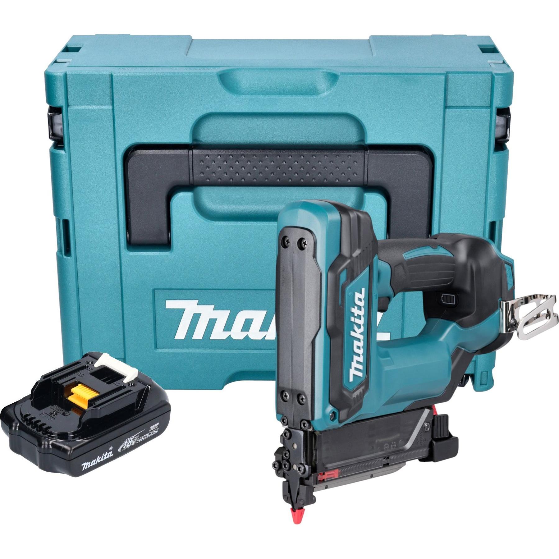 Makita, Graffettatrice + Pistola sparachiodi, DPT 353 Y1J 18 V Li-Ion batteria pin tacker in Makpac + 1 x 1,5 Ah batteria - senza caricabatterie