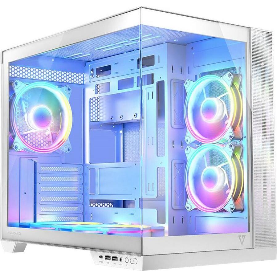 Modecom Vulcano Obudowa Panorama Apex ARGB 5F biała (AT-PANORAMA-5F-ARGB-20-000000-0002) (ATX, mATX, ITX), Case PC, Bianco