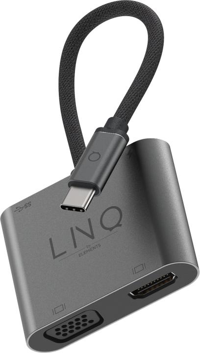 Actual product image LINQ Connects USB-C -> 1x HDMI, 1x VGA, 1x USB-C, 1x USB-A LQ48001 grey (USB-C, 3 ports)