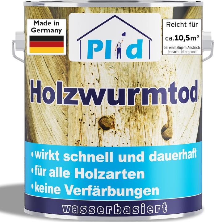 Produktbild Plid Holzwurmtod 2,5l - für ca. 16m² / Holzschutz Holzwurmbekämpfung Holzwurmmittel (Farblos, 2.50 l)