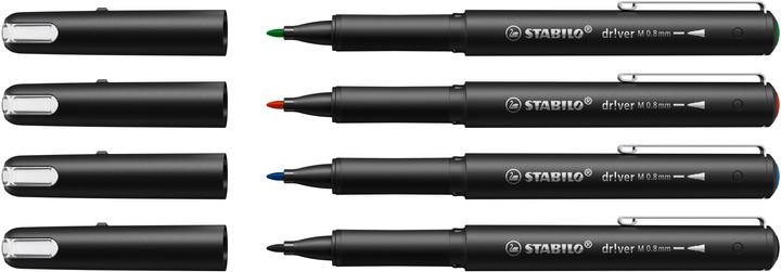 Produktbild STABILO Driver Medium 0.8mm 4er Etui (Grün, Blau, Schwarz, Rot, 4 x)