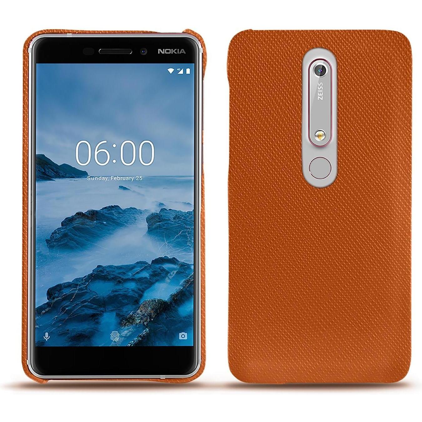 Noreve Lederschutzhülle (Nokia 6 (2018)), Smartphone Hülle, Orange