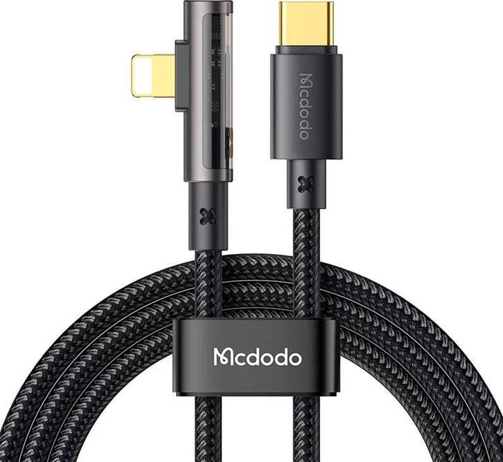 Actual product image Mcdodo CA-3390 36W 1.2m USB-C to Lightning angle cable (black) (1.20 m, 36 W)