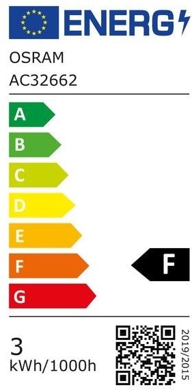 Energy Label Osram Star R50 (E14, 2.60 W, 210 lm, 1 x, F)