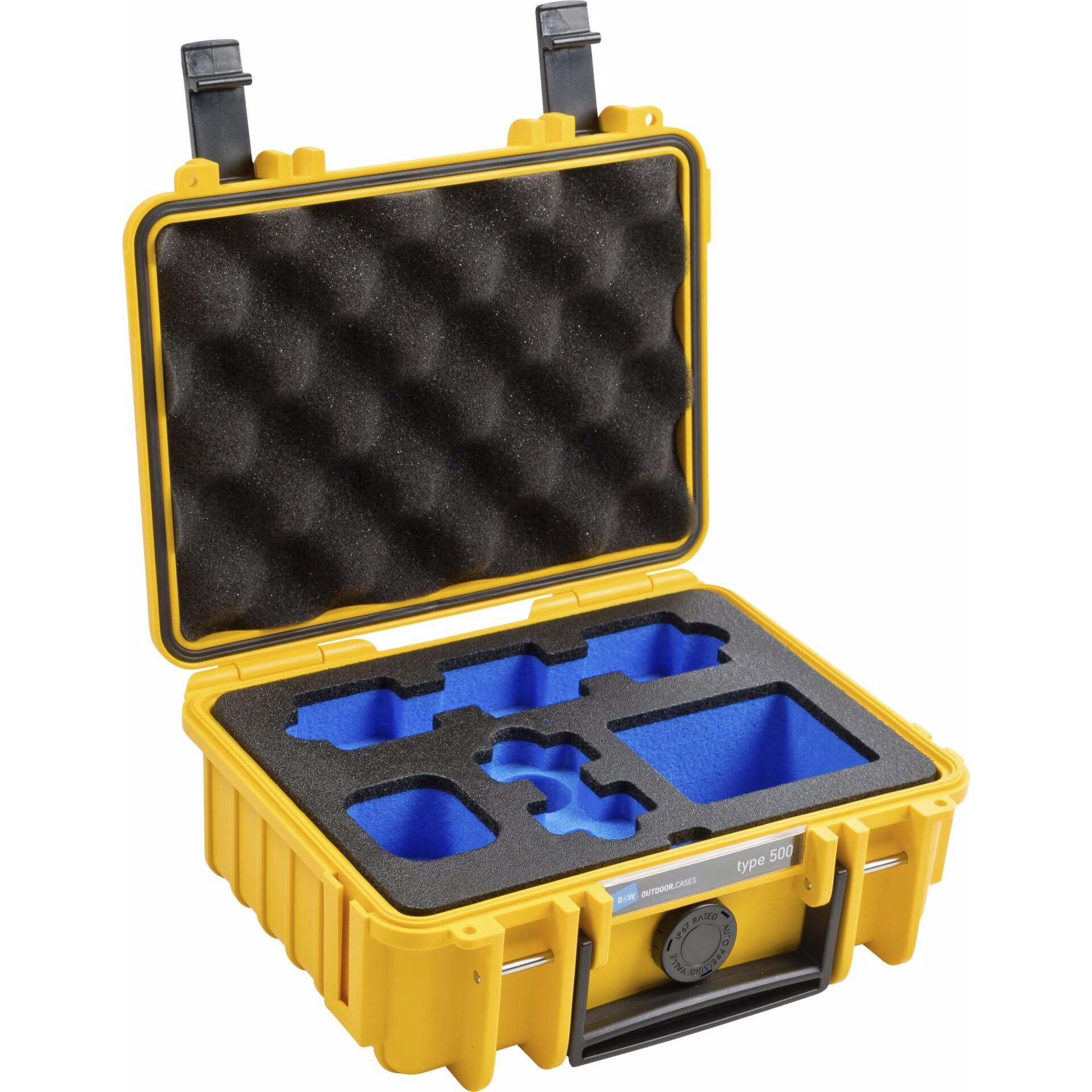 B&W International Custodia per drone tipo 500/Y per DJI Action 2 (Custodia per drone), Borsa per droni RC, Giallo