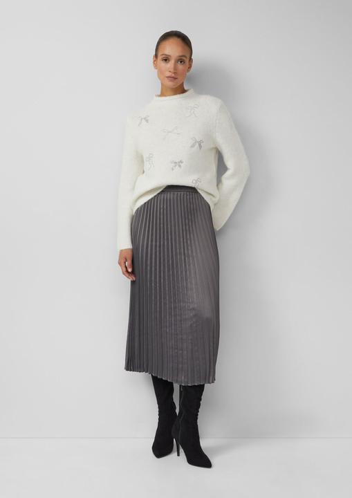 Produktbild s.Oliver Strickpullover Strickpullover mit Stehkragen und Schleifen-Stickerei (44)