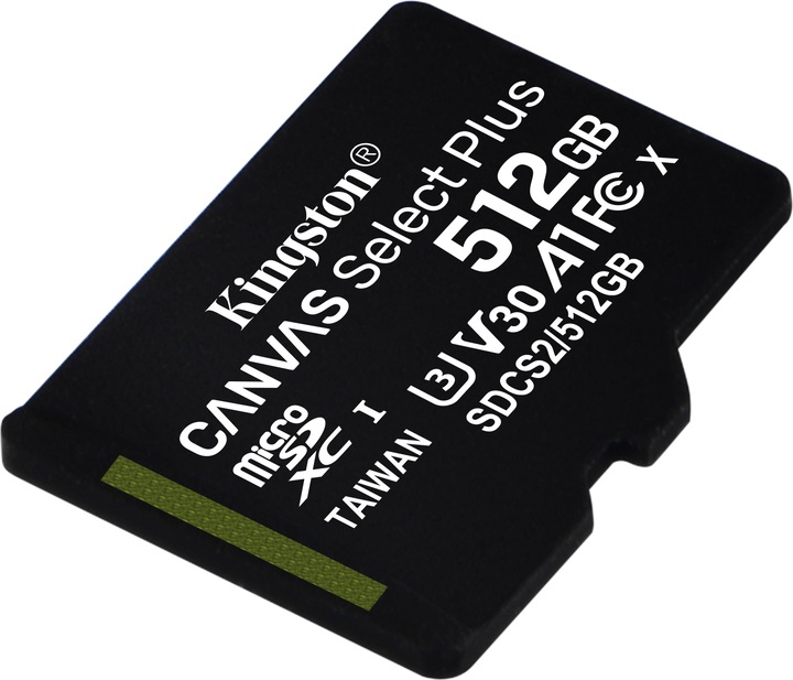 Actual product image Kingston Canvas Select Plus (512 GB, microSDXC, U3, UHS-I)