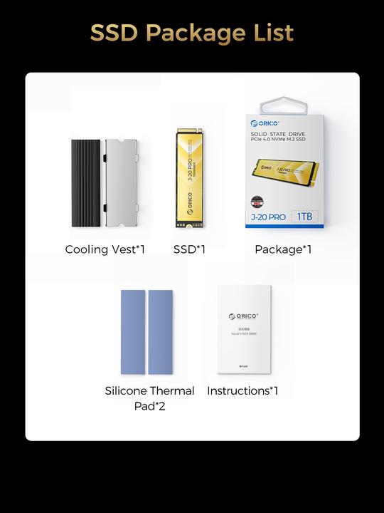 Image du produit Orico 512Go J20 M.2 NVMe 2280 R4900:W2700 (512 Go, M.2 2280)