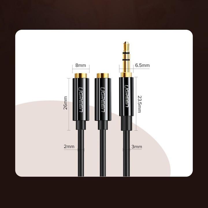 Image du produit Ugreen jack 3,5 mm - 2x 3,5 mm femelle (0.25 m, Jack 3,5 mm (AUX))