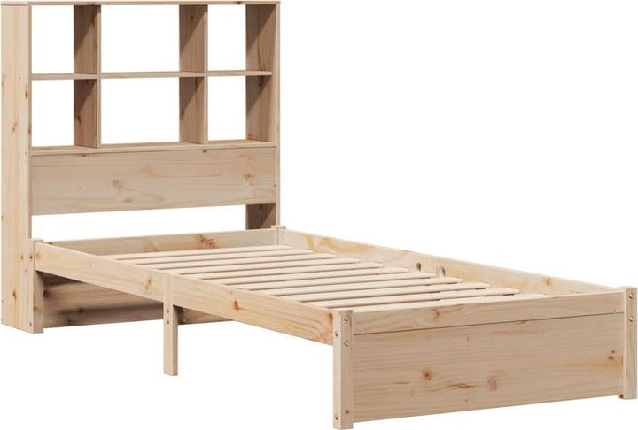 Produktbild vidaXL Massivholzbett Holzbett Bett mit Regal ohne Matratze 90x200cm Kiefernholz (90 x 200 cm)