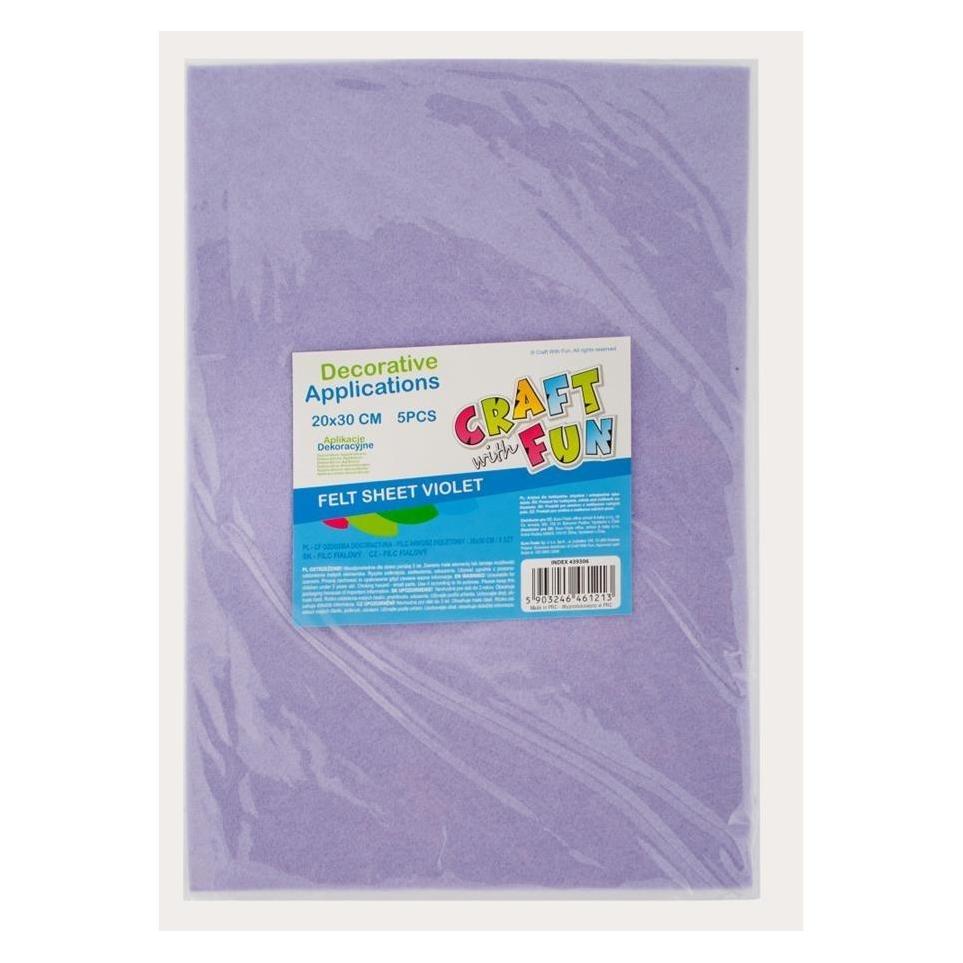 Craft With Fun Filzplatte Lila 20x30 5 Stück