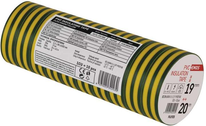 Actual product image Emos Insulating tape PVC 19mm/20m green/yellow, 10 pcs. (19 mm)