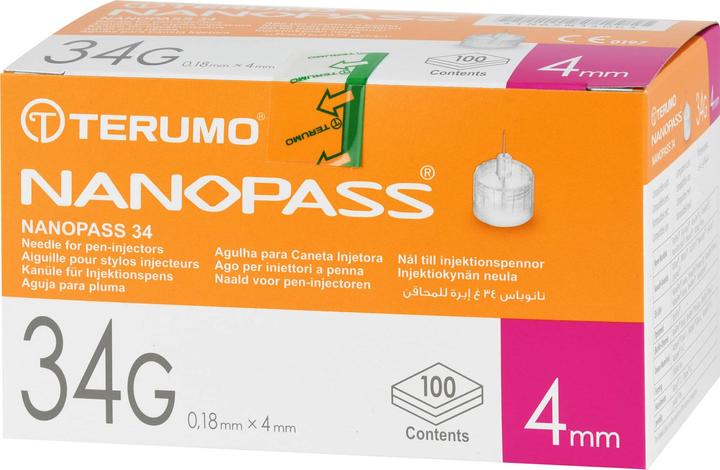 Produktbild Terumo NANOPASS 34 Penkanüle 34G 0,18X4mm, 100 St KAN