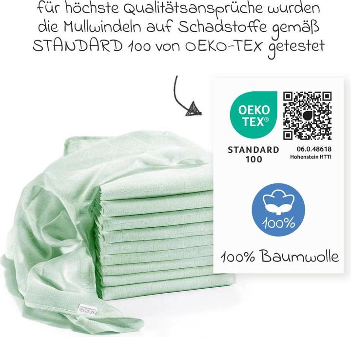 Image du produit Makian Langes en mousseline & Chiffons de gaze Pack de 10 Langes en mousseline 80 x 80 cm - Menthe (80 cm, 80 cm)