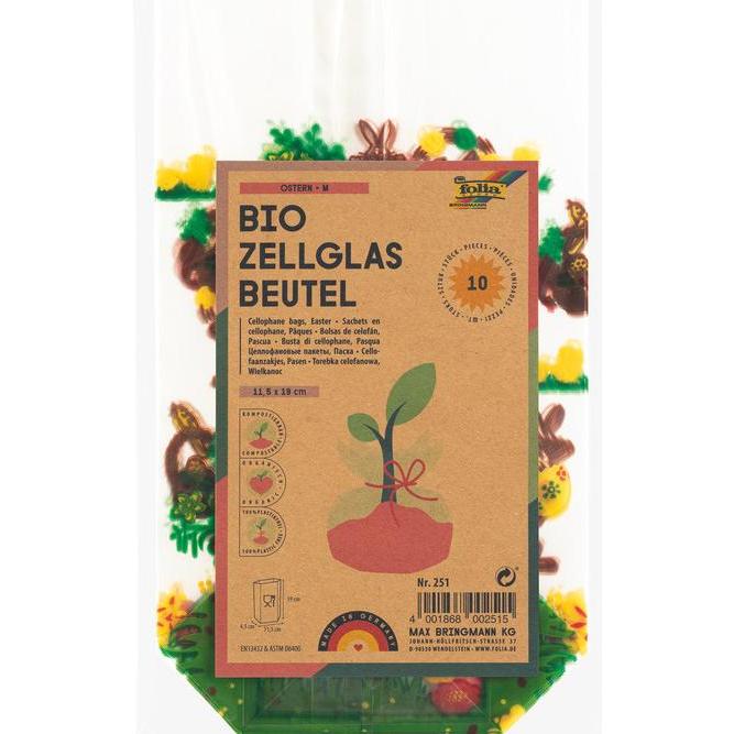 Folia Zellglasbeutel mit Osterdruck, (B)115 x (H)190 mm, Lebensmittelverpackung, Mehrfarbig