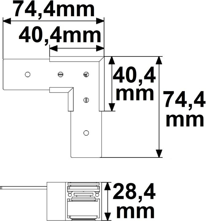 Produktbild Isoled Track48 Eckschiene 90° horizontal für Aufbauschiene flat, schwarz, nicht stromführend