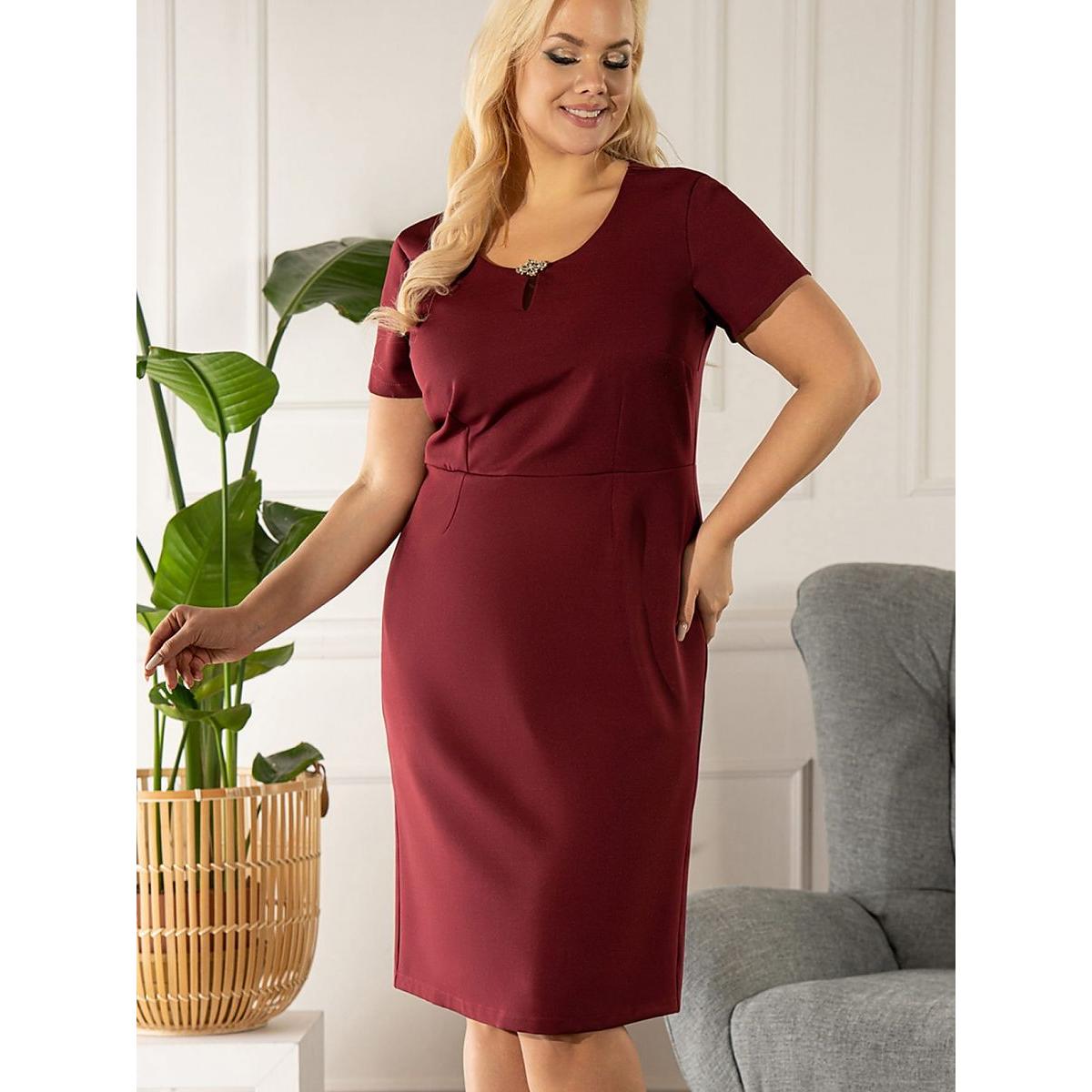 Karko, Damen, Kleider, Plus-Size Kleider, Rot, (48)