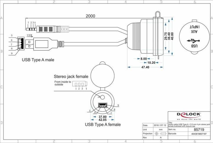 Actual product image Delock USB audio installation cable (2 m)
