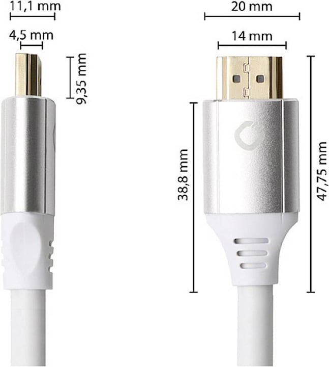 Produktbild Oehlbach HDMI AV Anschlusskabel (1x HDMI-Stecker - 1x HDMI-Stecker) 3.00m Weiss (3 m, HDMI)