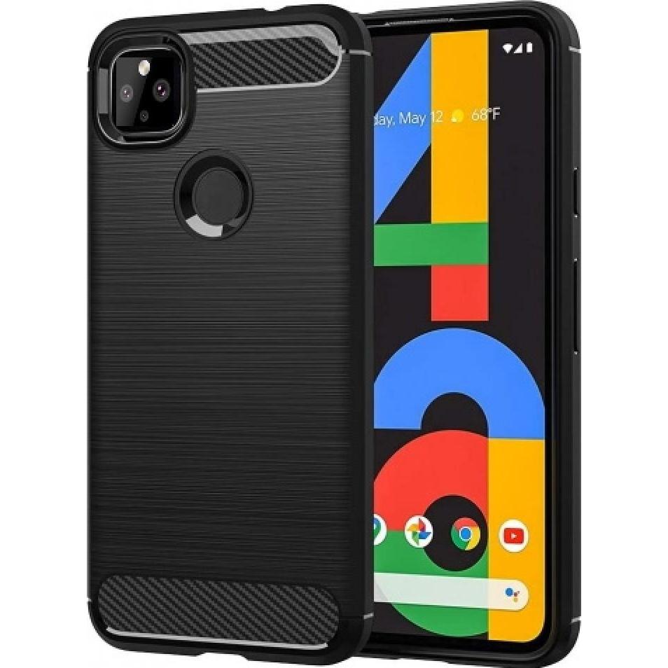 Screenguard Google Pixel 4a 5G Hülle Carbon Brushed Soft TPU (Google Pixel 4a 5G), Smartphone Hülle, Schwarz