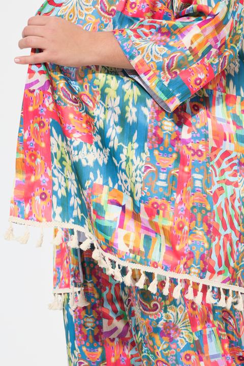 Image du produit Angel of Style Kimono, Satin mit Alloverdruck, Quasten-Zierbans (46)
