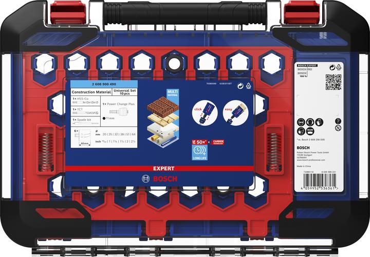 Produktbild Bosch Professional Zubehör EXPERT Construction Material Lochsäge-Set 20/25/32/38/51/64 mm, 10-tlg. (20 mm, 25 mm, 32 mm, 38 mm, 51 mm, 64 mm)