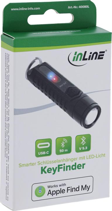 Image du produit InLine ® KeyFinder, smarter Schlüsselanhänger mit LED-Licht, 300mAh, IPX65