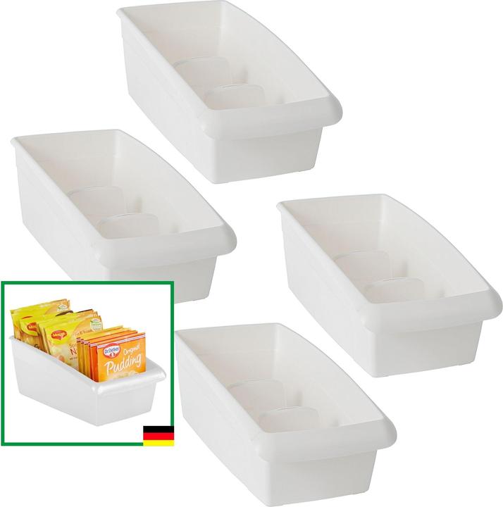 Produktbild Novaliv Suppentütenbox 4er Sparset Schubladen Organizer Küche - 25 x 12 cm WEISS Gewürzaufbewahrung (12 cm, 4x)