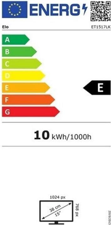 Energielabel ēlo ET1517L AANRAAKSCHERM (1024 x 768 pixels, 15")