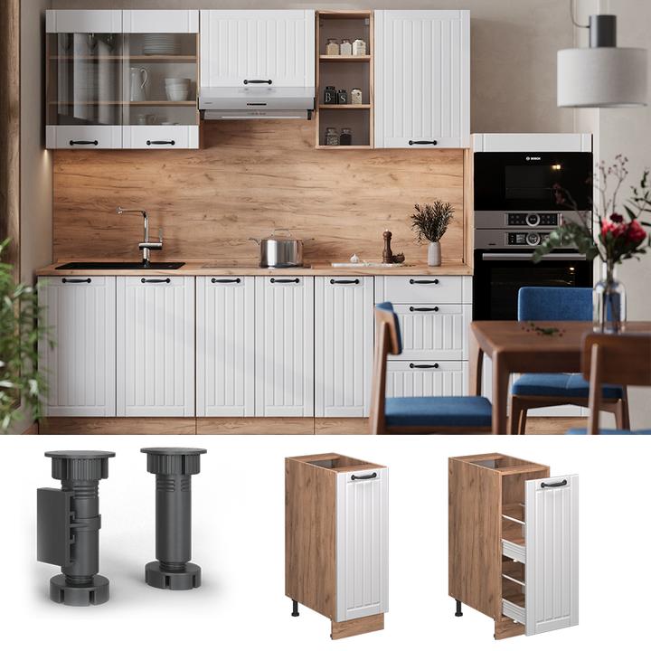 Produktbild Vicco Apothekerschrank Fame-Line, Weiss Landhaus/Goldkraft Eiche, 30 cm, AP Marmor