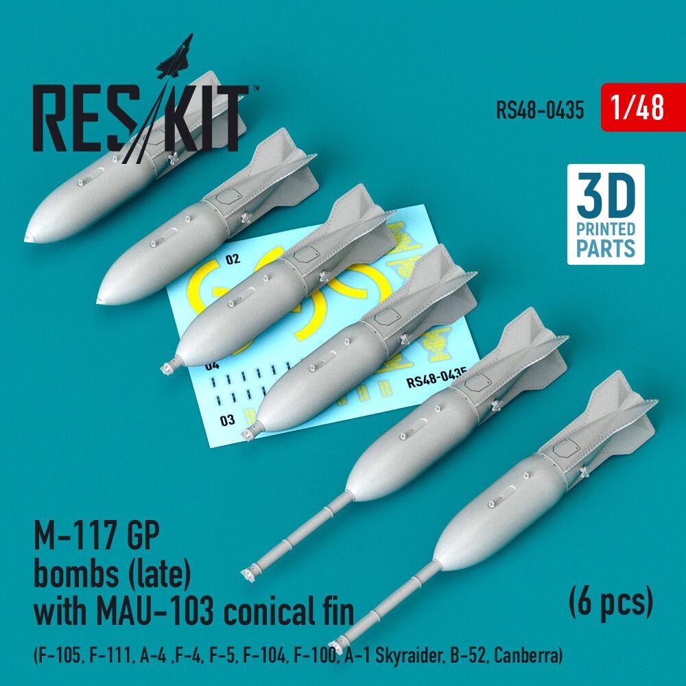 ResKit M-117 GP bombs (late) with MAU-103 conical fin (6 pcs) (F-105, F-111, A-4,F-4, F-5, F-104, F-100, A