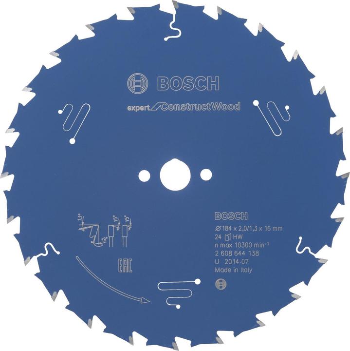 Produktbild Bosch Professional Zubehör Kreissägeblatt Expert for Construct Wood, 184 x 16 x 2,0 mm, 24