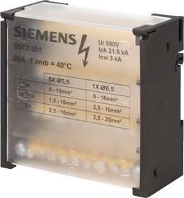 Siemens Blocco di distribuzione 80A 4P 500V 1x6-16mm2 + 8x4-10mm2 DIN 5ST2501