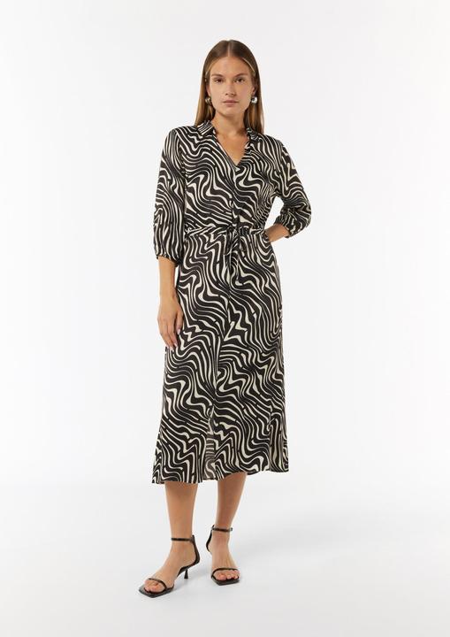 Image du produit Comma Kleid Gemustertes Hemdblusenkleid mit Tunnelzug (40)