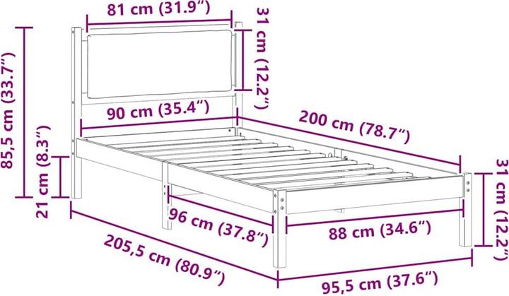 Image du produit vidaXL Bettrahmen (90 x 200 cm)