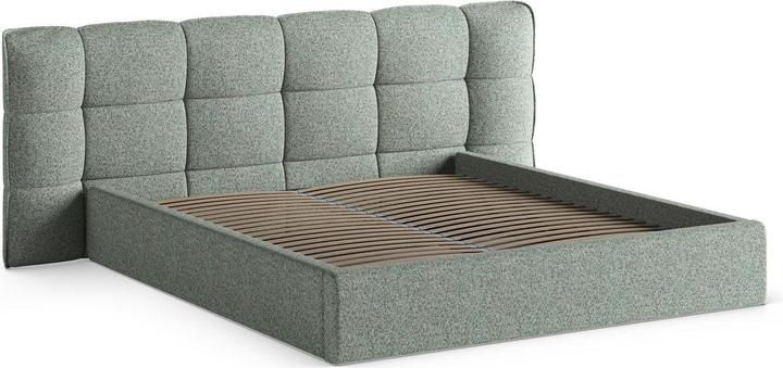 Actual product image Micadoni Storage Bed With Headboard, "Eric", Moss Green Melange, 225x290x104 Made in Europe (200 x 200 cm)