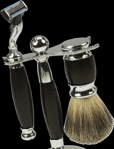 Image du produit Ensemble de rasage bois de rose/chrome, rasoir Mach 3, blaireau pur