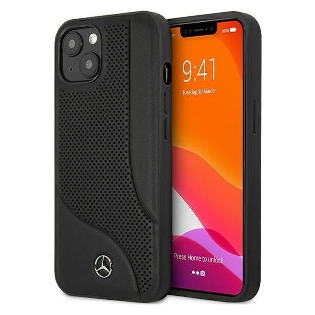 Mercedes Leather Perforated Area Hardcase (Apple IPhone 13 Mini), Smartphone Hülle, Schwarz