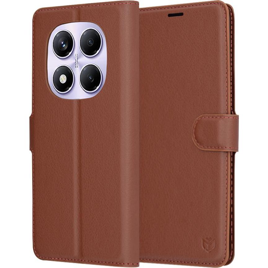 Techsuit - Leather Folio - Xiaomi Redmi Note 14 Pro 4G / Poco F7 - Brown (Xiaomi Redmi Note 14 Pro), Cover smartphone, Marrone