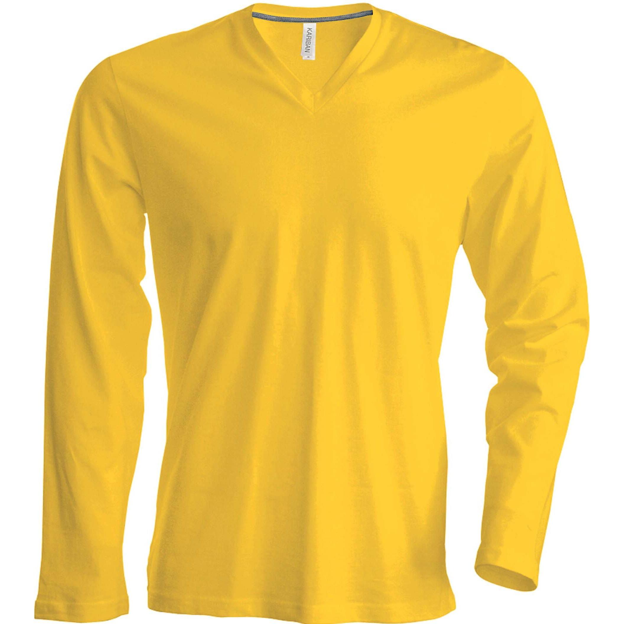 Kariban, Herren, Shirt, Col V langärmelig, Gelb, (3XL)