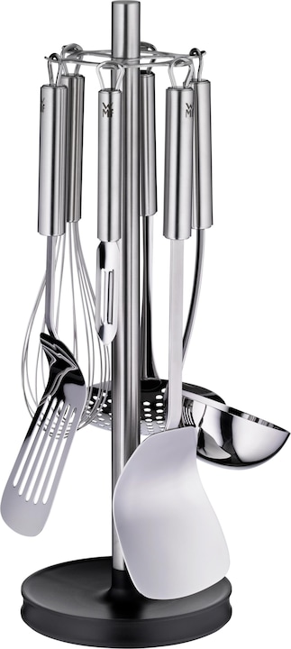 WMF Edelstahl Küchenhelfer Set 7tlg Ständer mit 6 Helfern Scheebesen Edelstahl