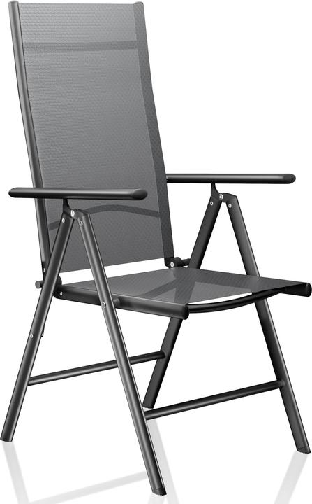 Produktbild Wiltec Gartenstuhl bis 120kg 2er Set Grau klappbar Hochlehner Klappstuhl Stuhl