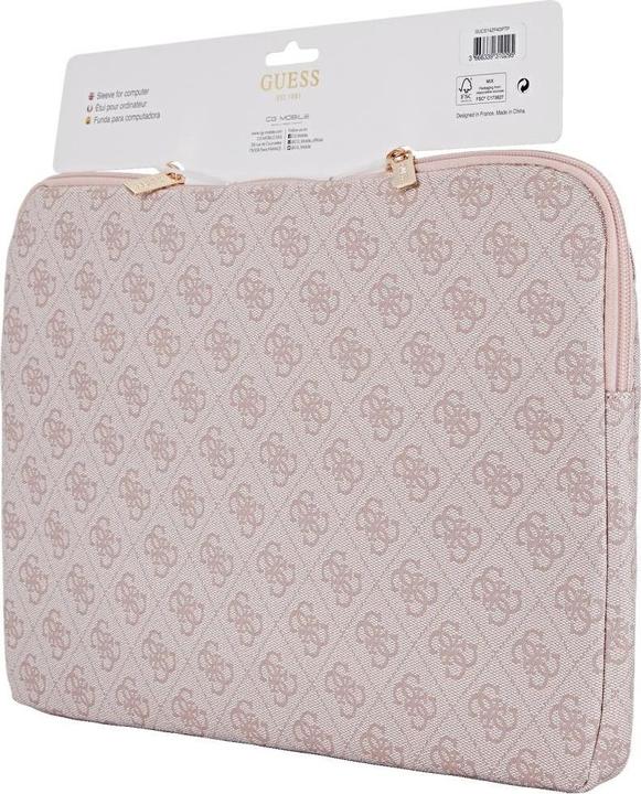 Actual product image Guess Bag Sleeve 14" 4G Zipper Pocket Triangle Logo pink (14")